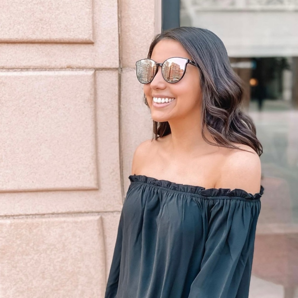 Black off the shoulder top